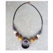 RESERVED Listing _Polymer clay necklace - handmade Ethnic honey mustard beads - artisan made statement necklace - polymer clay