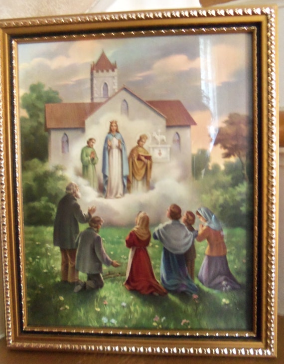 Vintage Our Lady of Knock Ireland Framed Lithograph with