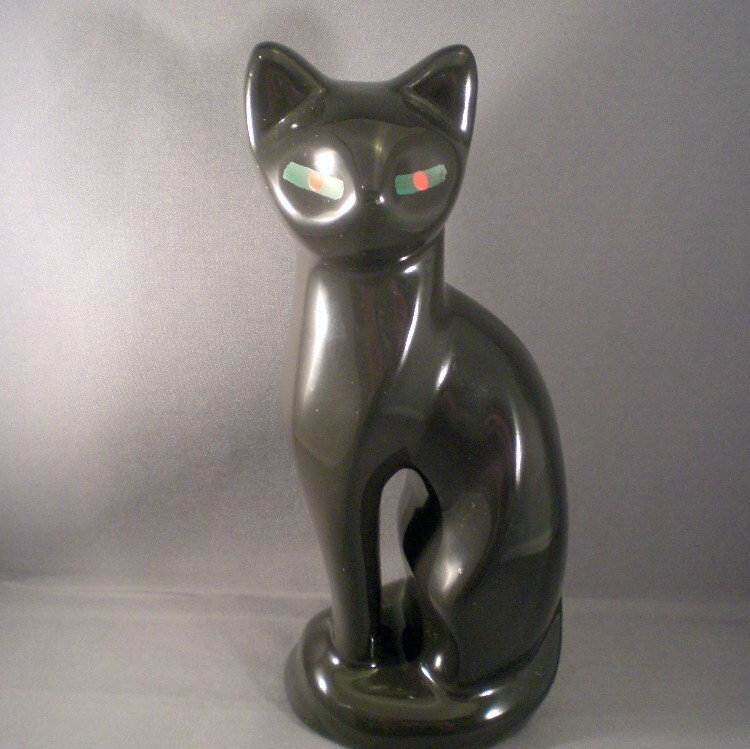 black cat ceramic statue