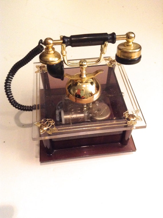 Kitsch Acrylic French Phone Music Box. Plays by TheGrooveVintage