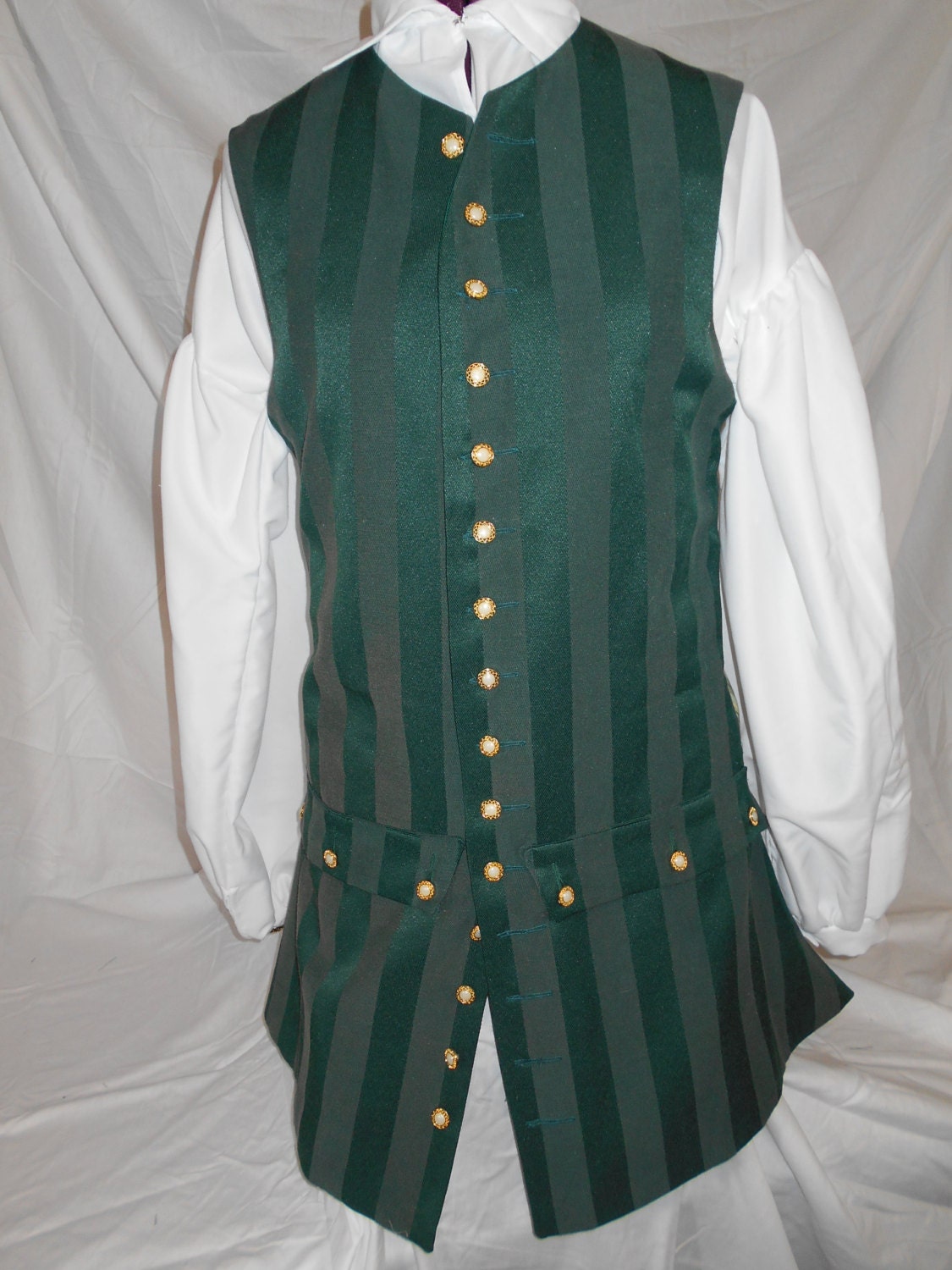 Forest Green Men's Colonial Pirate Waistcoat Vest Small
