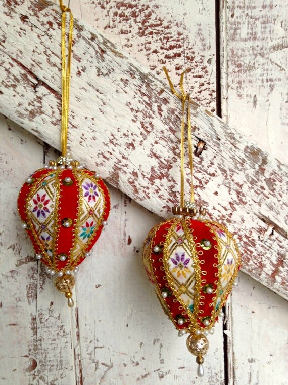 vintage handmade christmas tree ornament sequins ribbons vintage handmade christmas tree ornament sequins ribbons