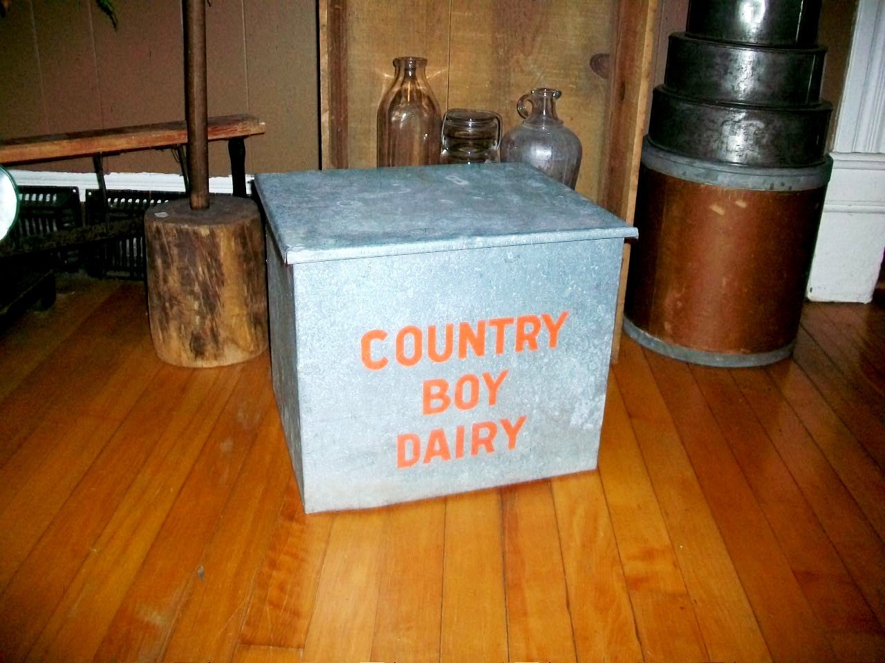 Country Boy Dairy Milk Bottle Box Vintage Insulated Metal