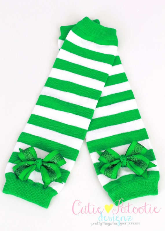READY TO SHIP: Leg Warmers - Kelly Green & White Striped - Enchanted Toad - Frog Costume Accessory - One Size - Cutie Patootie Designz Il_570xn