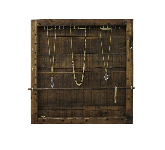 Jewelry Organizer Display // Necklaces, Bracelets, Rings Storage Holder // Accessory Organizer Hooks // Eco-Friendly Reclaimed Wood // Gift