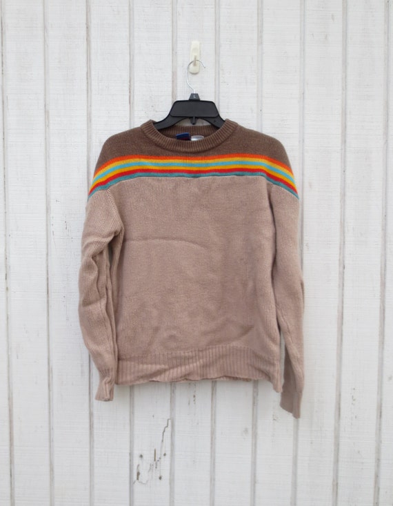 Sale 80's Ocean Pacific Sweater Rainbow Stripe Medium
