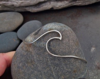 Wave bracelet, Sterling silver hand formed wave bangle bracelet