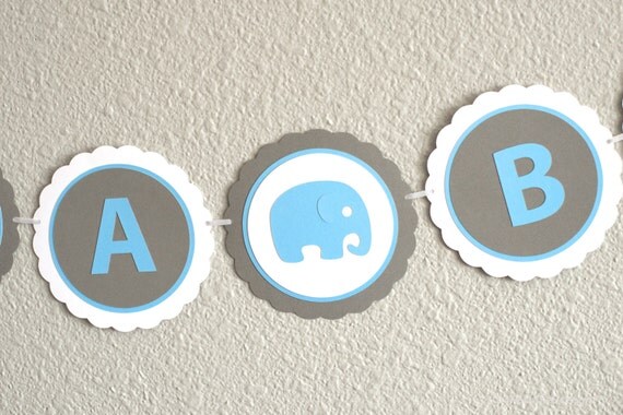 IT'S A BOY Baby Shower Banner, Elephant Banner, Elephant Baby Shower, Boy Baby Shower, Baby Shower Decor, Blue and Gray Decorations A1A1 Il_570xn