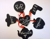 CHALKBOARDS Set of 6 Christmas Tree Decoration Ornament Chalboards Christmas Ornaments Wooden Holiday Ornament Chalk Board Tags Il_170x135
