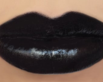 Vegan Lipstick - "Raven" (opaque black lipstick color) natural lip tint, balm, halloween makeup mineral lipstick
