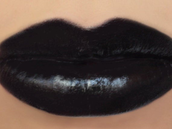 Vegan Lipstick - "Raven" (opaque black lipstick color) natural lip tint, balm, halloween makeup mineral lipstick