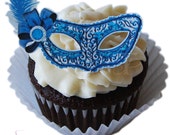 12 Edible Decorations - Masquerade Food Decorations - Blue Masquerade Mask Cupcake Topper Il_170x135