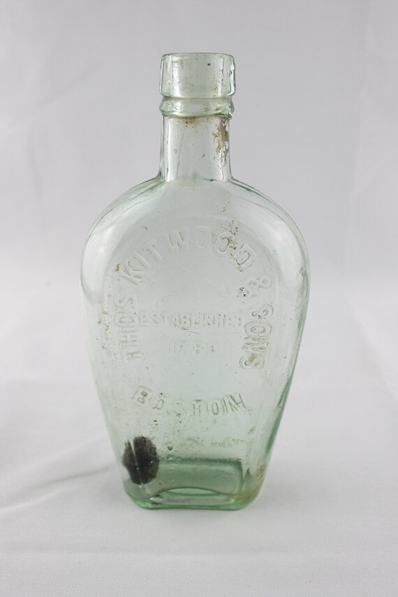 Thos Kitwood & Sons Vintage Glass Clear Whiskey Bottle Boston