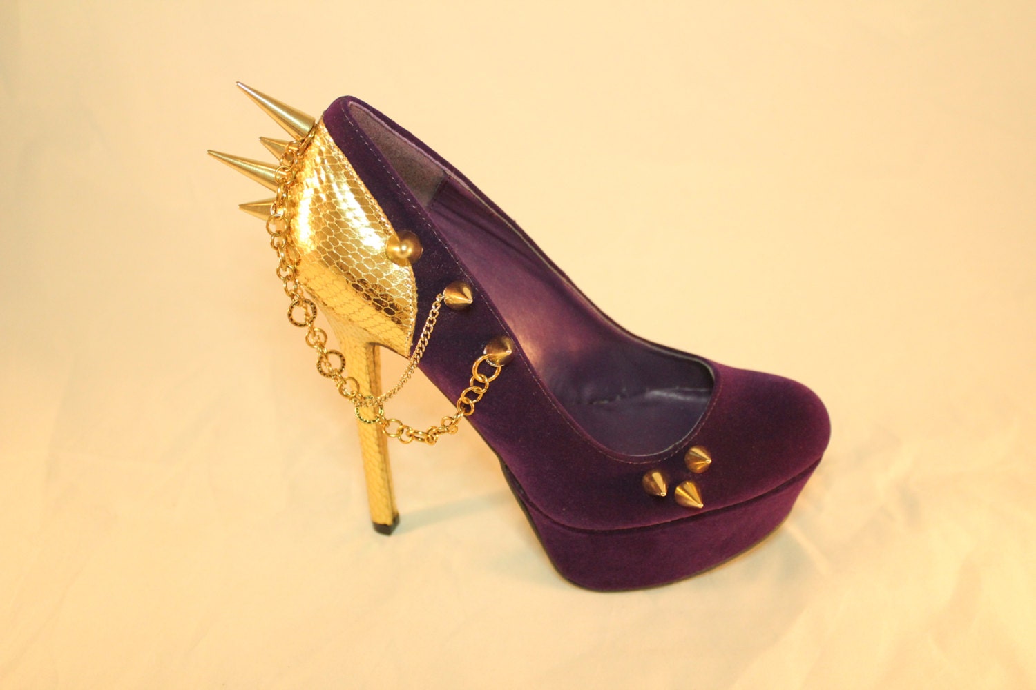 purple spike heels
