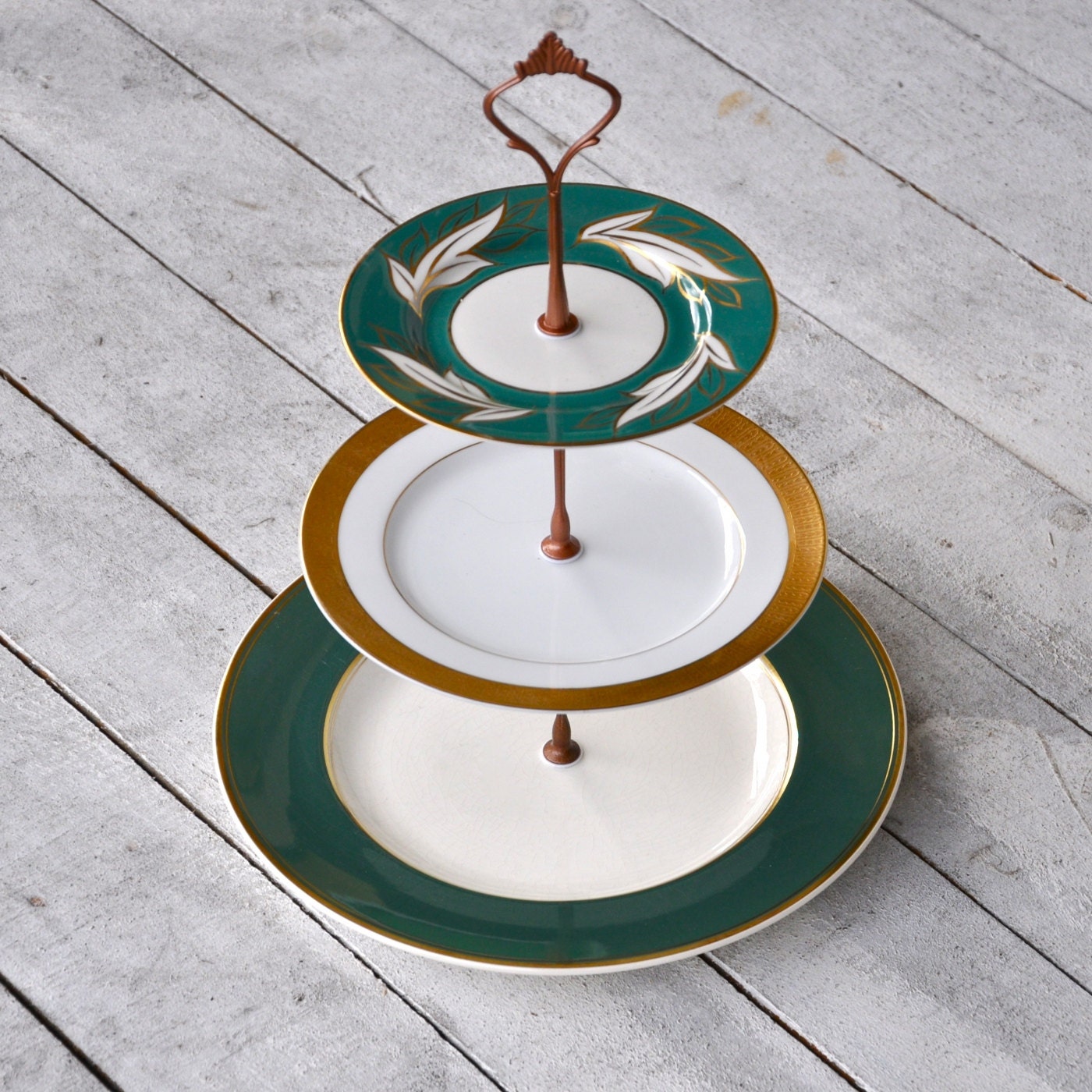 Magnolia Cake Stand Wedding Cupcakes Teal and Gold