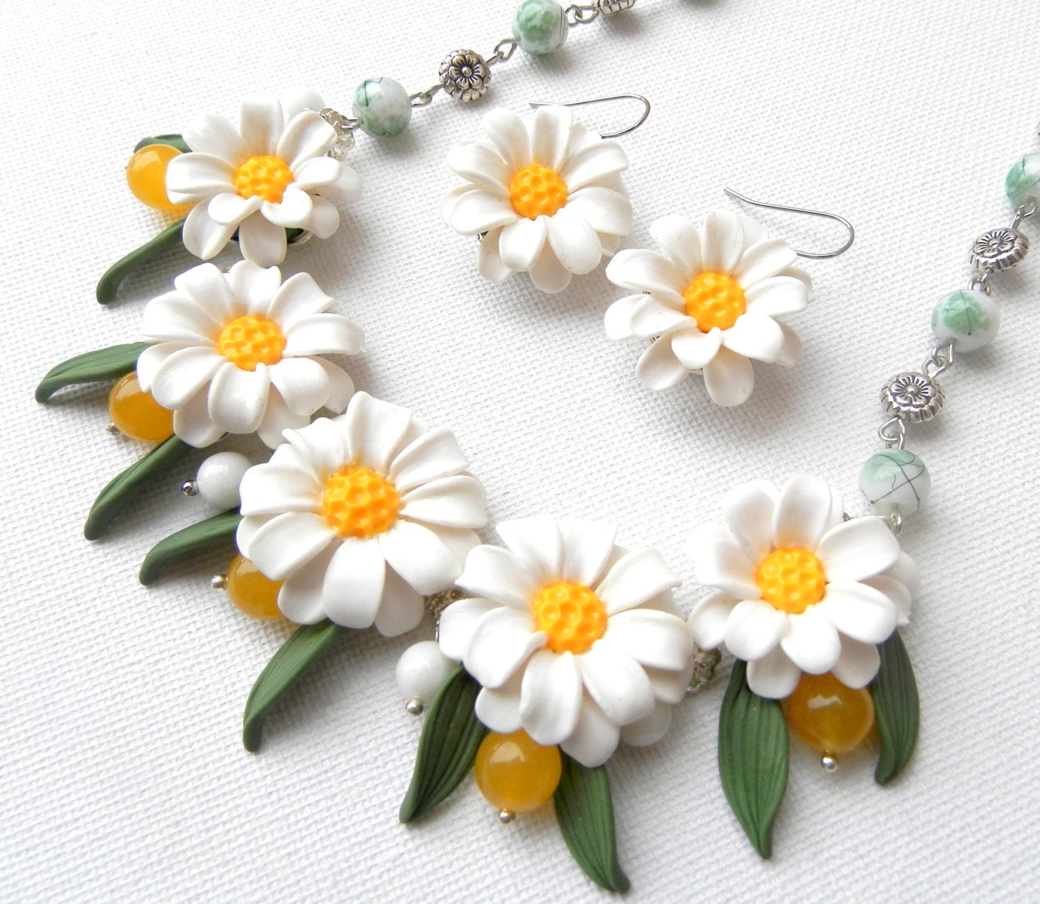 Daisy Flower Jewelry Daisy Jewelry Statement Necklace White