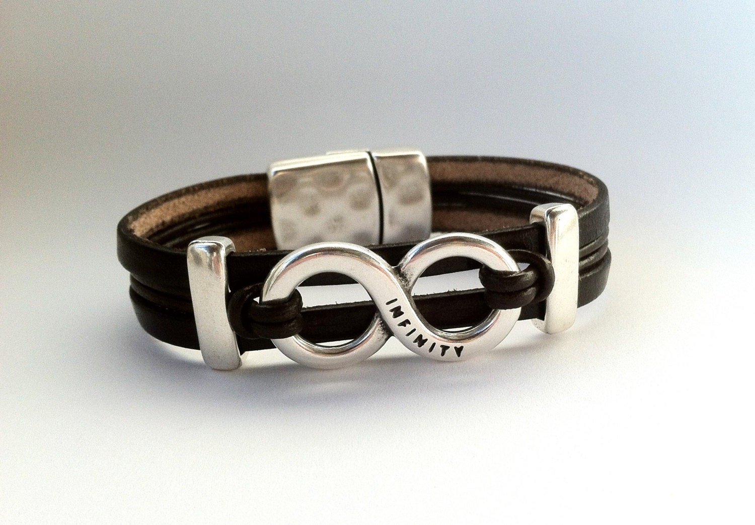Mens infinity leather bracelet valentins day mens jewelry