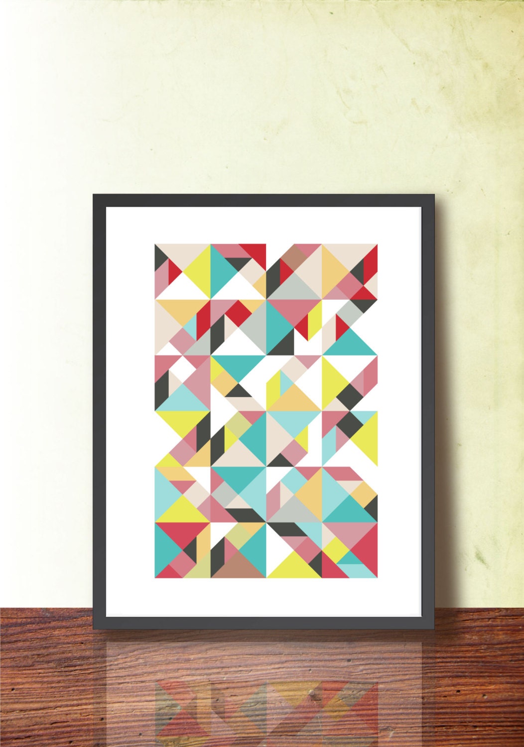 Mid Century Modern Abstract Poster Geometric print A3