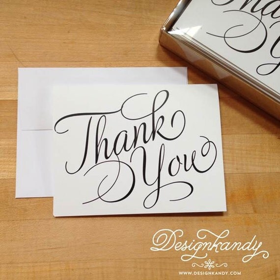Items similar to Thank You Card Set - black on white ...