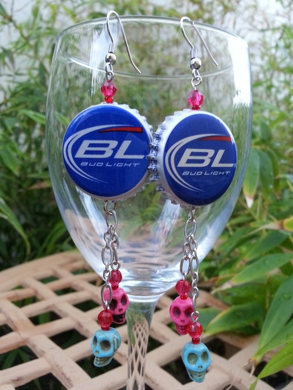 Bud Light Beer Cap Earrings Beer Cap Jewelry Bottle Cap