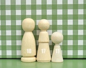 small Waldorf peg  Family of Wooden pocket doll 3 members .home Decoration, party favors, beige white, statteam