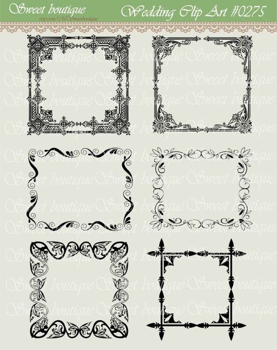 Items Similar To Rectangle Black Ornate Frame Victorian Frames Clip Art 