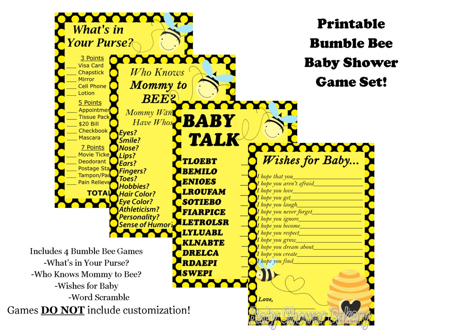 Virtual Baby Shower Bingo Game