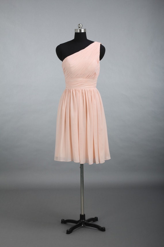 Pearl Pink One-Shoulder Bridesmaid Dress A-Line Short