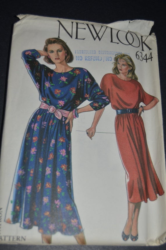 Vintage New Look 6344 Misses Dress sewing Pattern - UNCUT Sizes 8 - 18