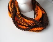 Brown and Orange Chain Scarf - Crochet Scarf - Handmade - Crochet - Ready to Ship