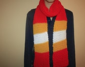 Red/White/Yellow Hand-Knit Scarf