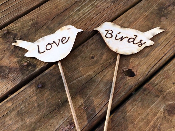 Love Birds Cake Topper - Rustic Wedding - Shabby Chic Wedding - Cake Topper - Rustic Love Birds - Rustic Cake Topper - Woodland Wedding by CountryBarnBabe