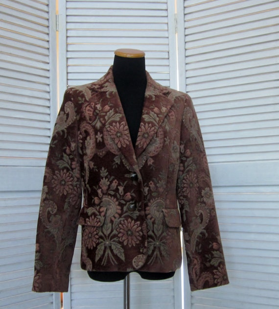 Items similar to Vintage Light Brown Tapestry Coat Jacket Lined ...