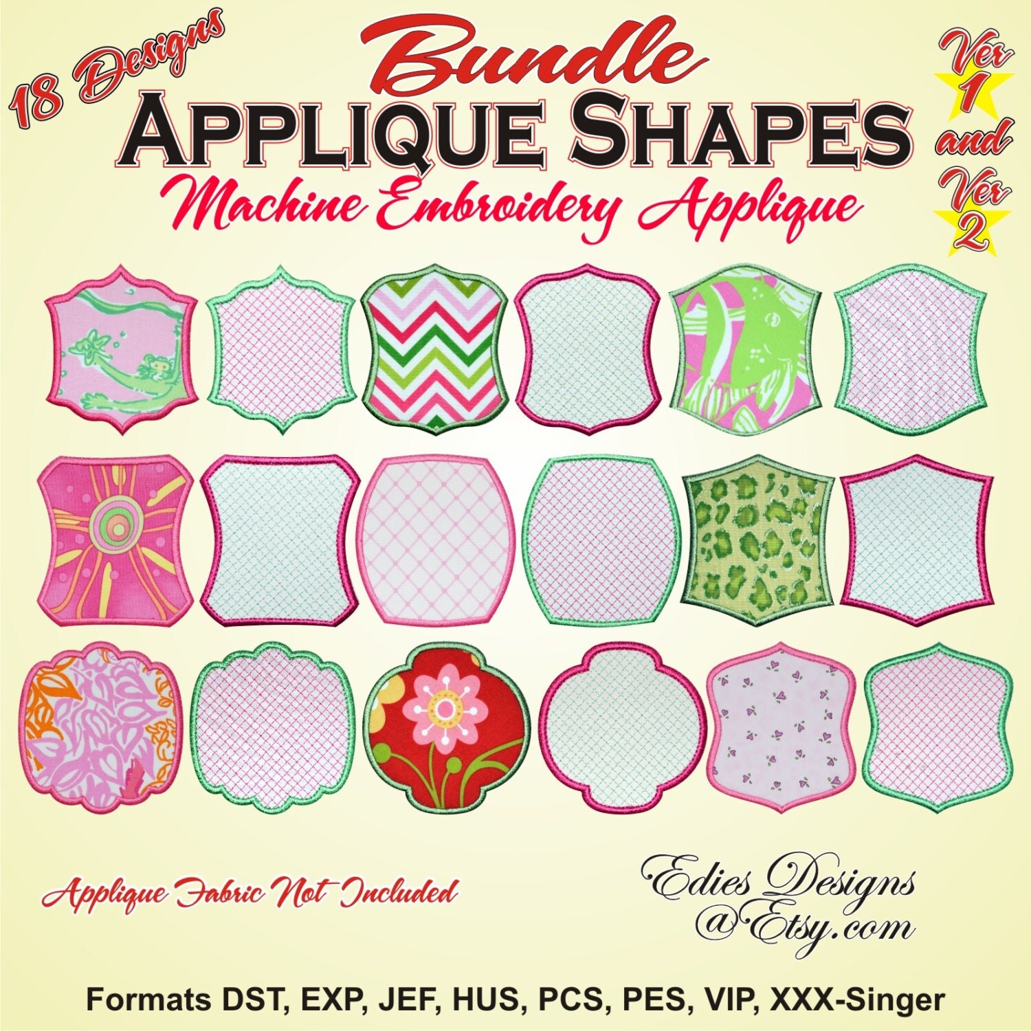 Applique Shapes BUNDLE Pack Machine Embroidery Designs Digital