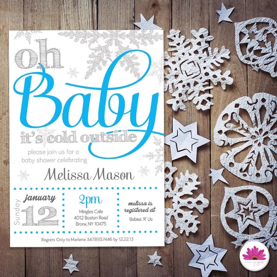Baby Boy Shower Invitations Winter Theme 4