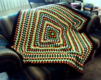 Crochet Afghan Granny Square Bright Colors Traditional Blanket Throw Lap Cover Baby Blanket Home Decor Home and Living Gift Ideas