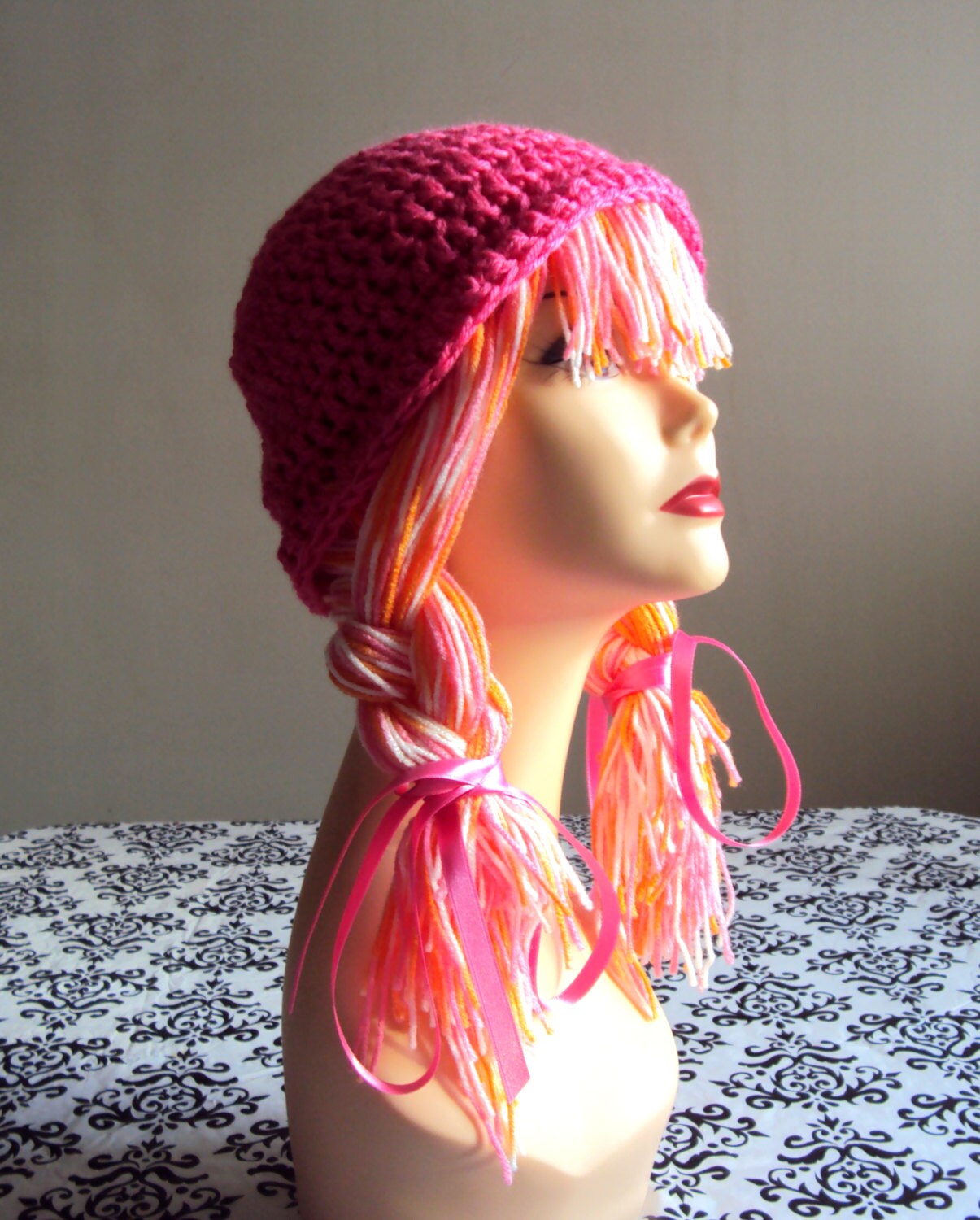 Yarn Wig Yarn Hat Crochet Funky Hat Wig Hat Dreadlock Hat