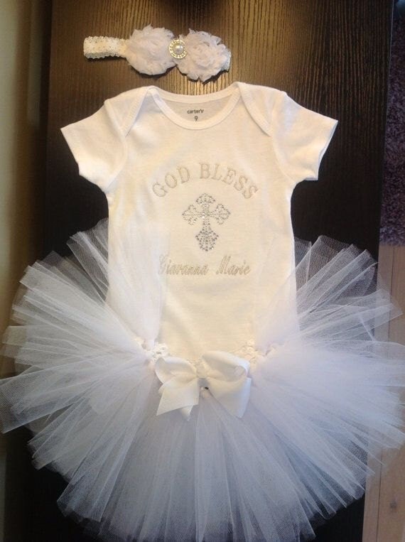 Baby Girl Christening Tutu Outfit by LittleGraceBowtique on Etsy