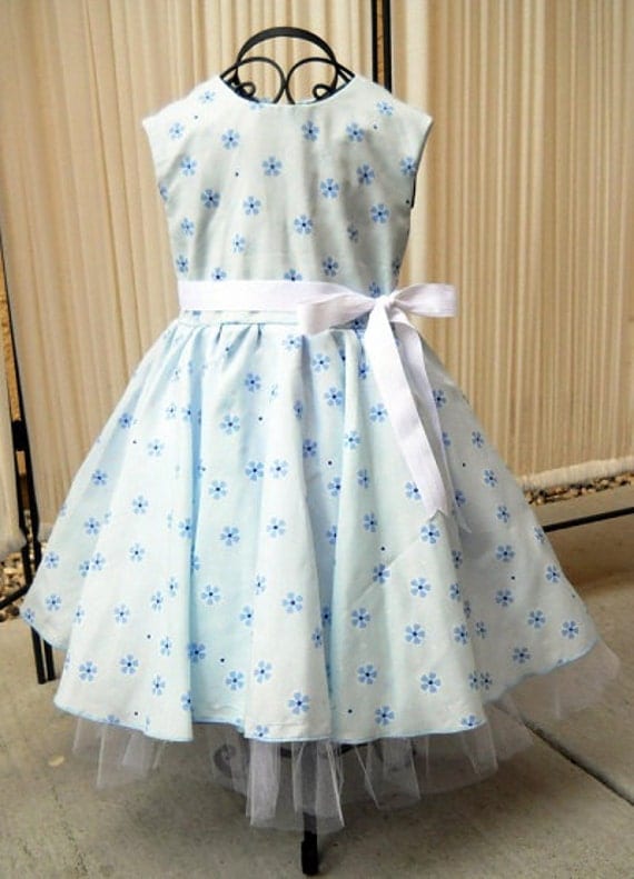 Blue Floral Girls Dress Il_570xn