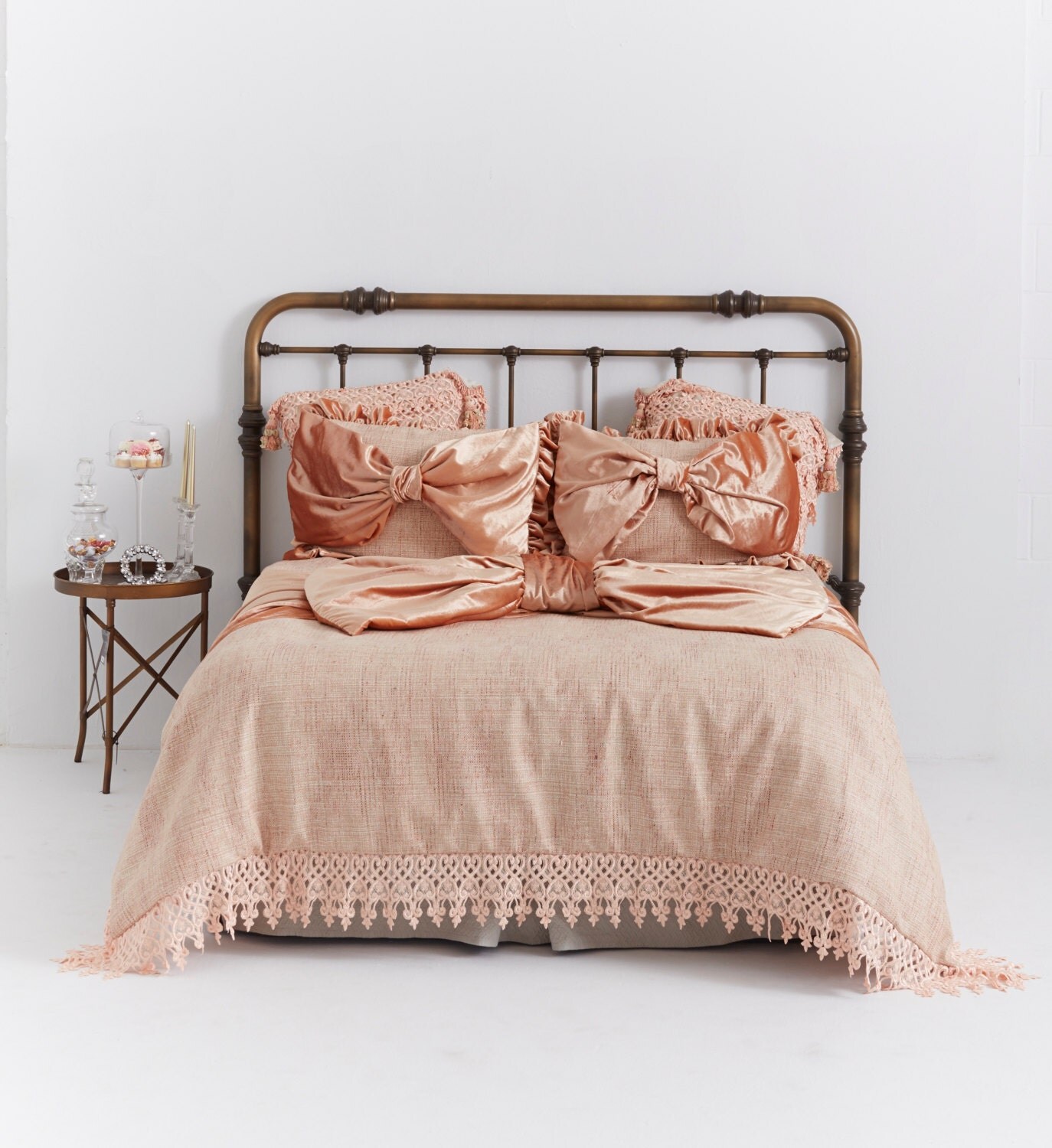 VELVET BEDDING DECOR Blush Silk Tweed Comforter by CloudHunterCo