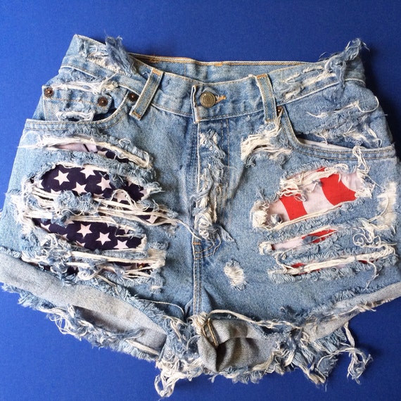 Items similar to USA High Waist / Hipster Shorts on Etsy