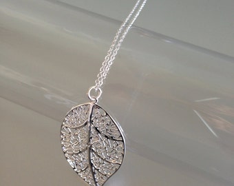 Silver Chain Necklace 925 "leaf"
