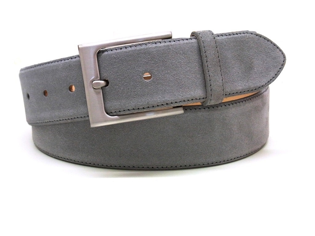 Grey suede leather belt mens jeans belt finest suede leather