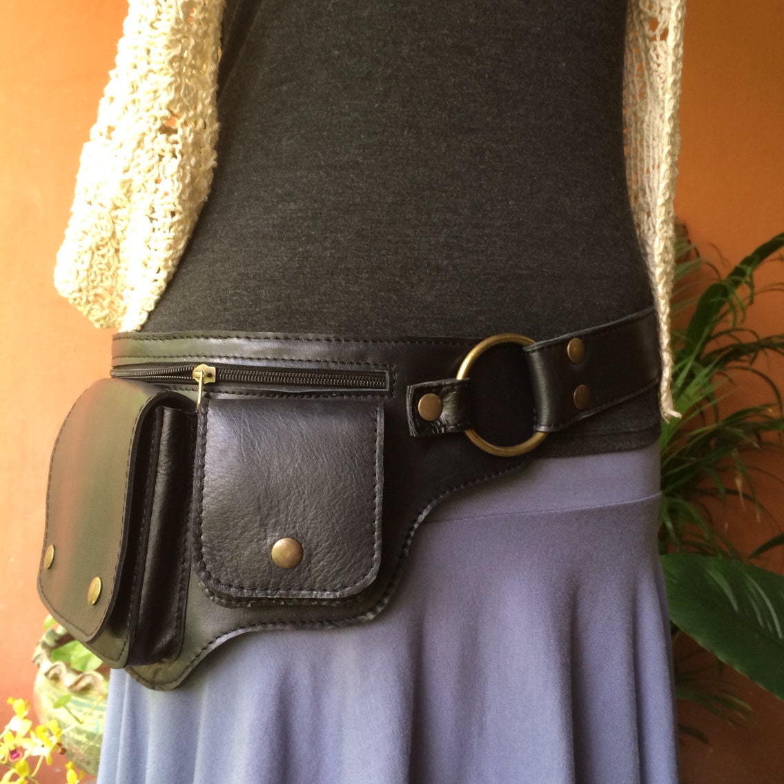 Leather Utility Belt Bag / Hip Bag / iphone 7 Pouch