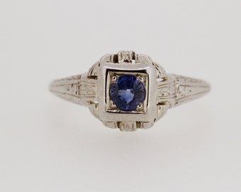 Art Deco Ring Antique Engagement Ring Vintage Sapphire Ring Filigree ...