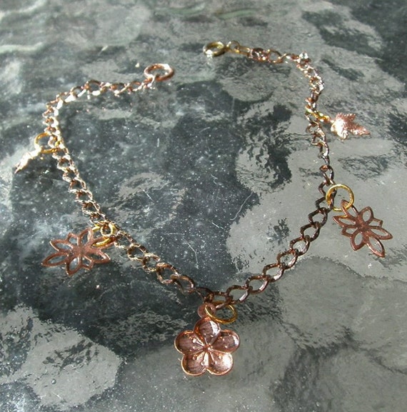 etsy on gold Charm Rose rose Gold Bracelet Etsy charm  by Dainty bracelet KAREKJewelry