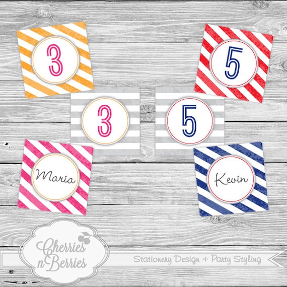 Stripes Pink & Blue Party Printable Toppers Il_570xn