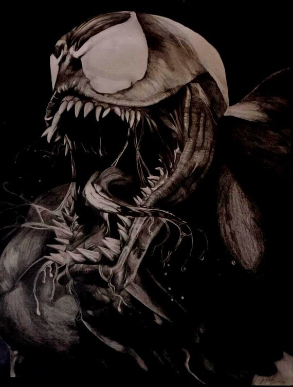 Items similar to Venom, Spiderman Villian, Pencil Drawing, A1, Irish ...