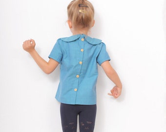 Peter Pan collar BLOUSE pattern - girls blouse patterns - children pdf sewing patterns