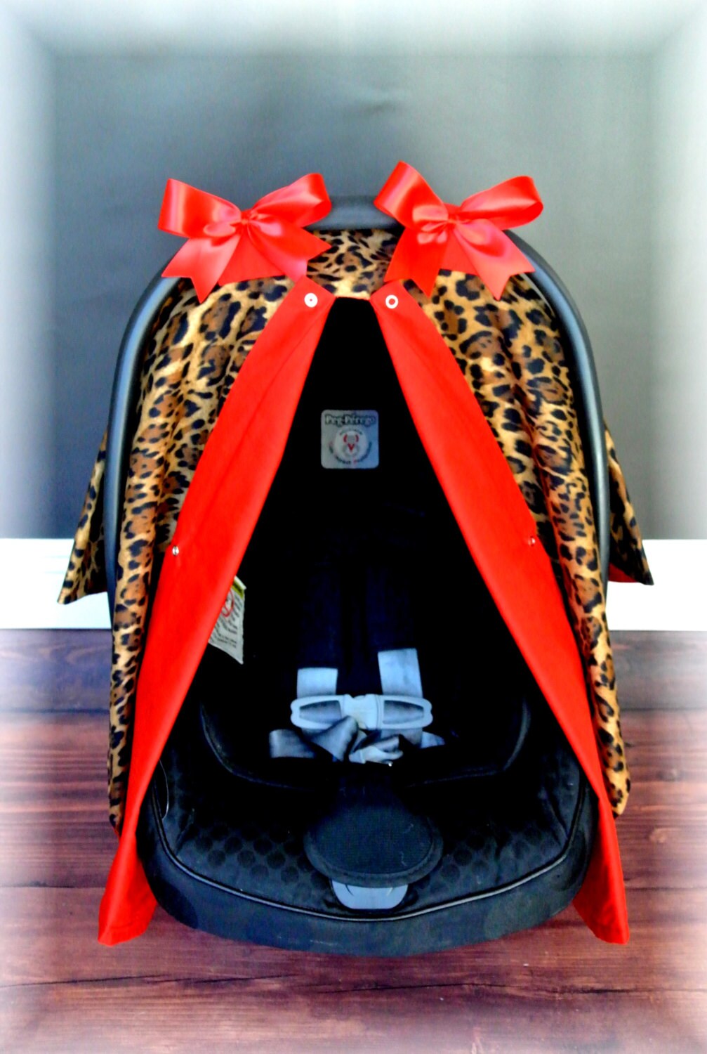 NEW RED CHEETAH carseat canopy car seat cover by JaydenandOlivia